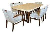 Paul Frankl American Mid Century Design Dining Room Table and Six Chairs en Suite